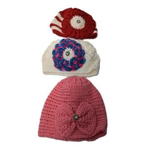 Handmade Baby 3-12M Crochet Hats/Beanies X 3